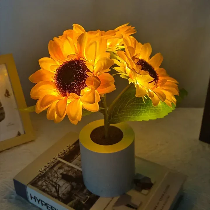 Zonnebloem Tafellamp met Oplaadbare LED Verlichting