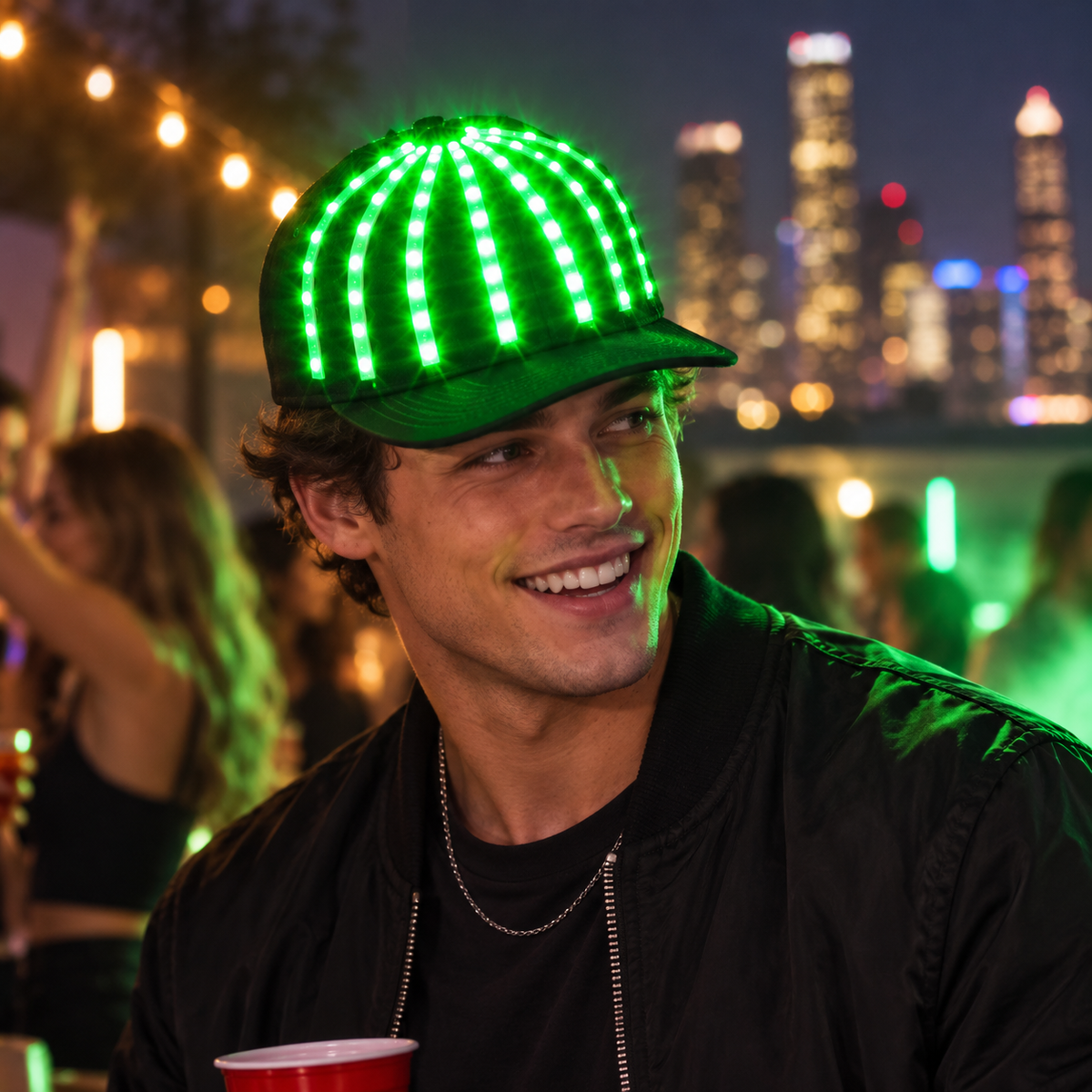 LED Light Up Baseball Cap Glowing Strip Snapback Rave Festival Hat