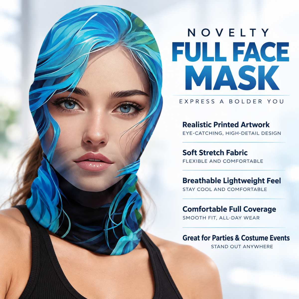 Novelty Printed Face Balaclava Full Face Mask Illustrated Art Designs