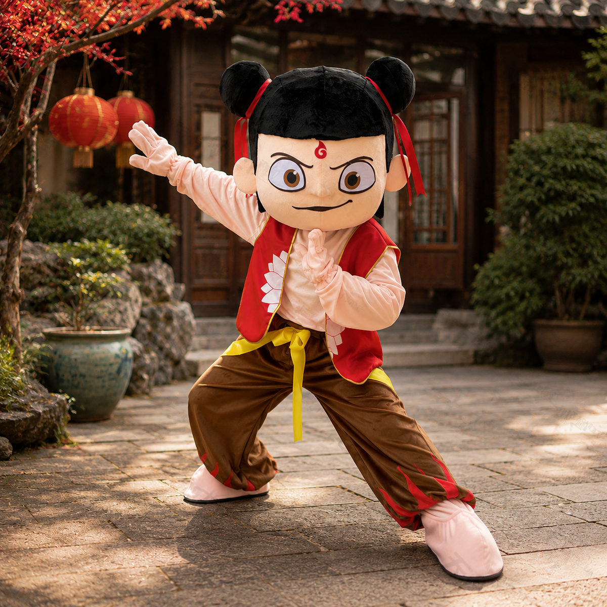 Nezha Mascot Costume Adult Full Body Chinese Warrior Boy Character