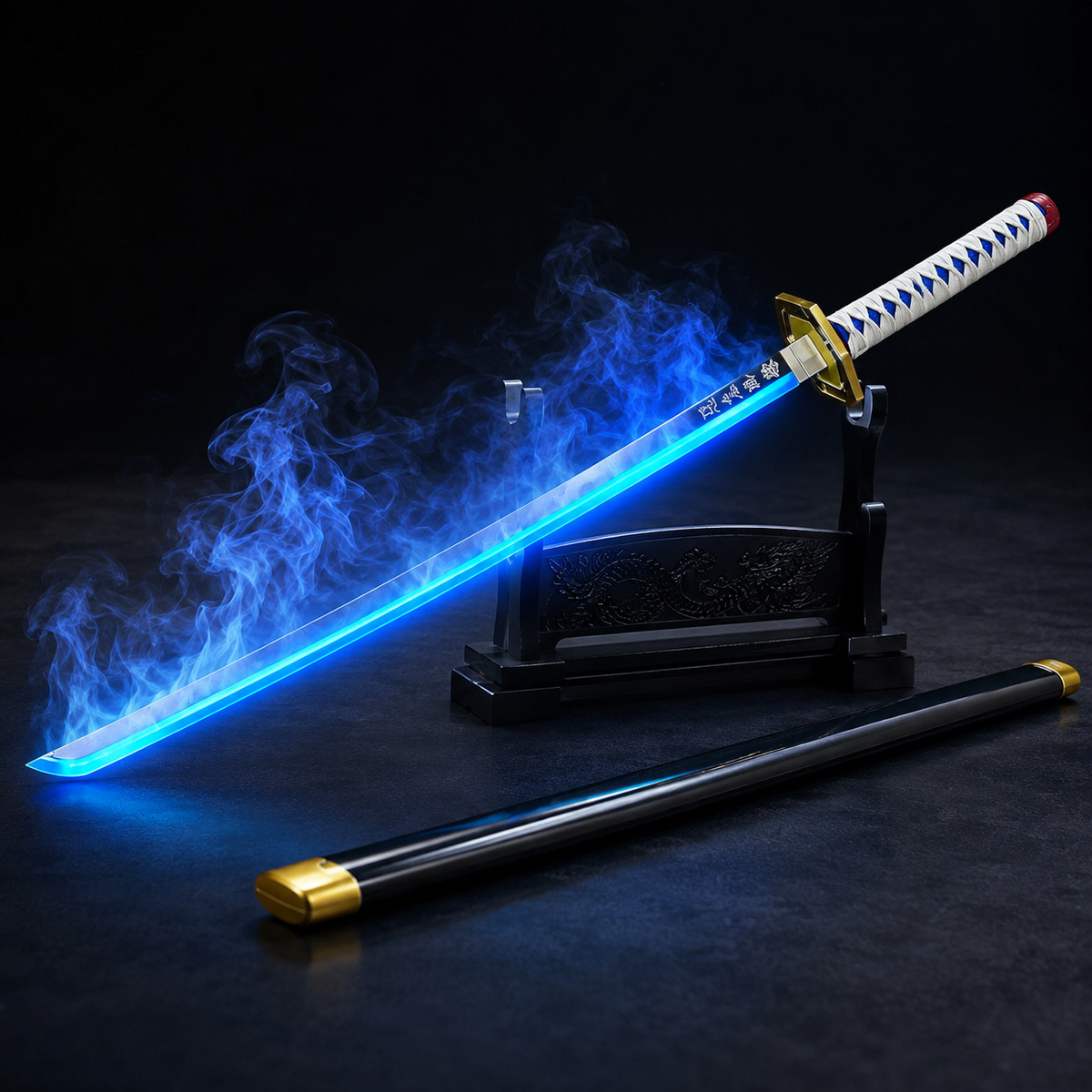 Light Up Anime Katana Cosplay Sword LED Blade Sheath Remote Display
