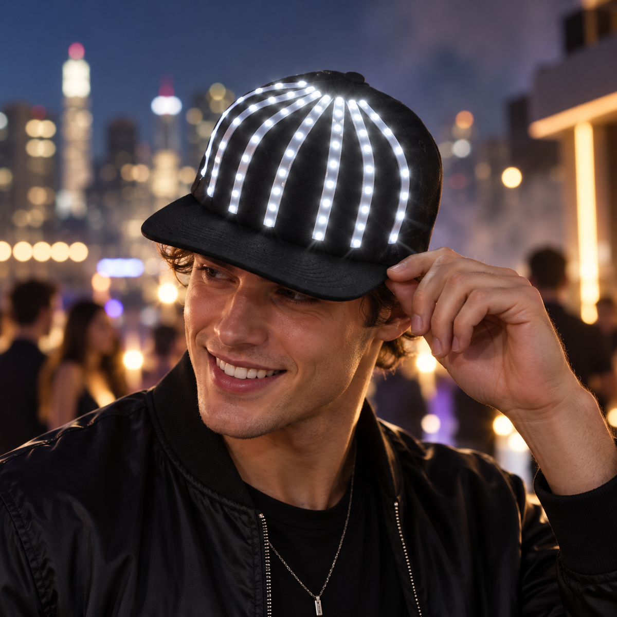 LED Light Up Baseball Cap Glowing Strip Snapback Rave Festival Hat