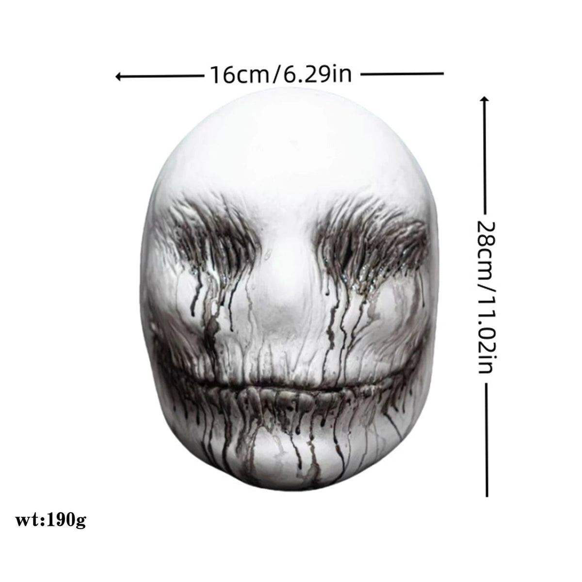 Creepy White Weeping Face Mask Black Drip Eyes Halloween Horror Mask