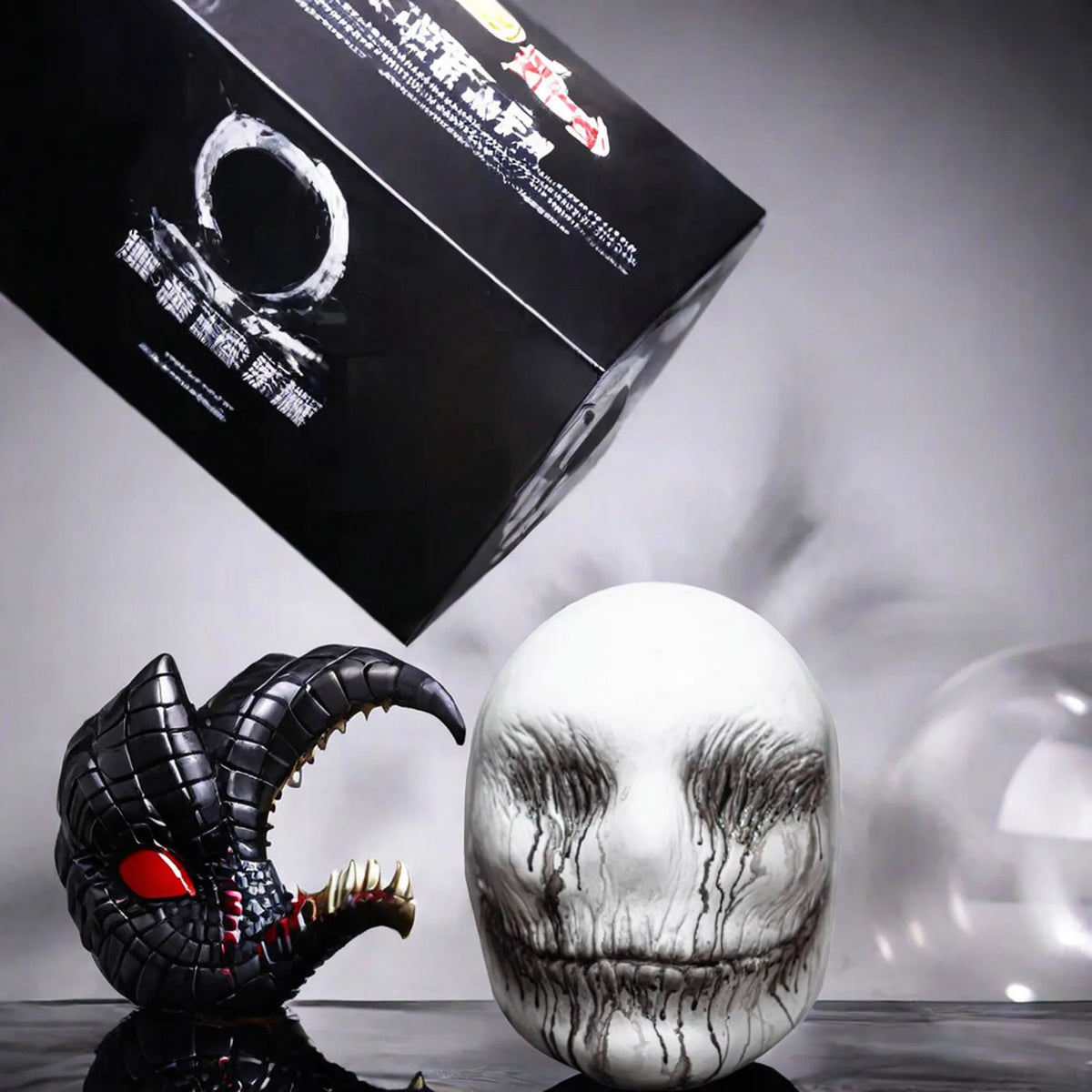 Creepy White Weeping Face Mask Black Drip Eyes Halloween Horror Mask