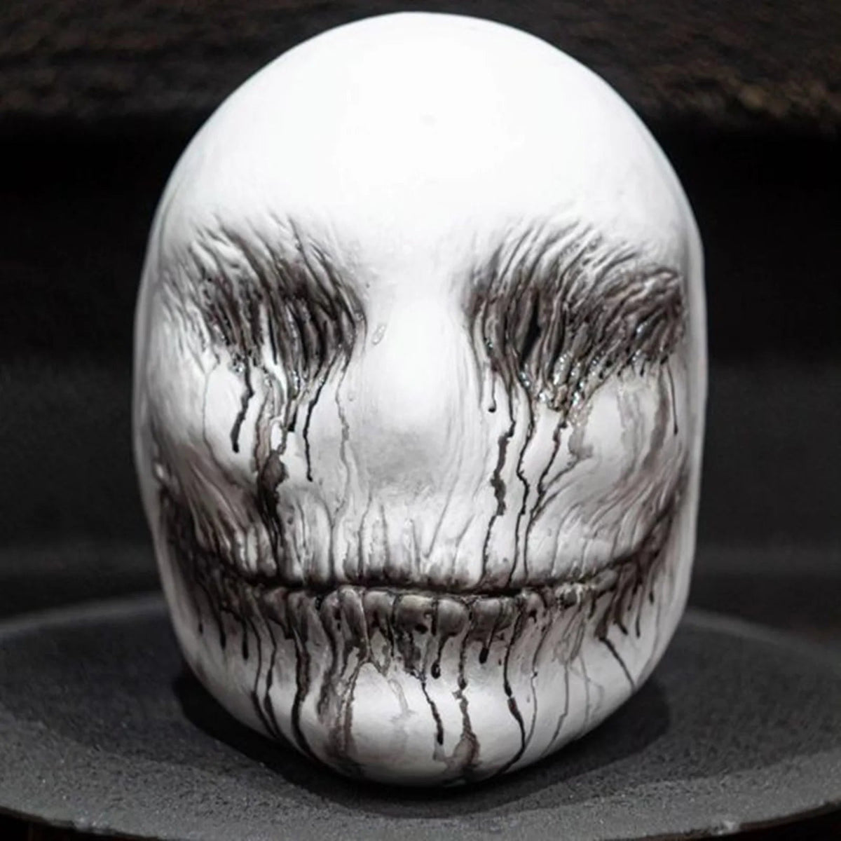 Creepy White Weeping Face Mask Black Drip Eyes Halloween Horror Mask