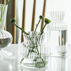 Set van 2 Glazen Vazen met Structuur en Geribbeld Design