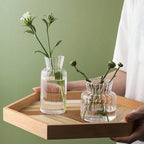 Set van 2 Glazen Vazen met Structuur en Geribbeld Design