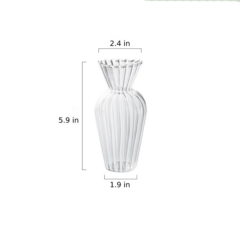 Set van 2 Glazen Vazen met Structuur en Geribbeld Design